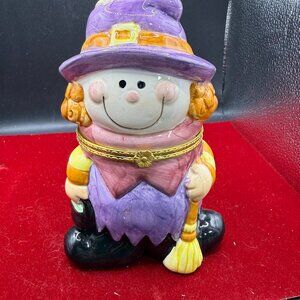 Ceramic Halloween witch candy or trinket box